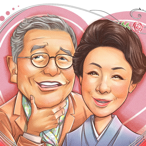 似顔絵【サンプル】オーダーメイド 夫婦 イラスト 似顔絵ショップ