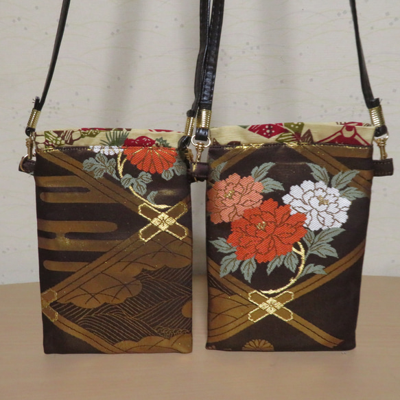 帯リメイクスマホショルダーバック肩掛け スマホポシェット