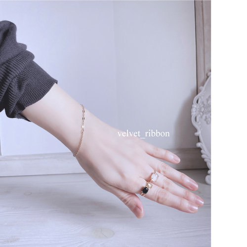 残り僅か‼ 14kgf 人気 2types チェーン ブレスレット ＊ ゴールド 華奢