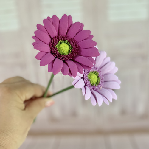 クレイのガーベラ紫2本セット アートフラワー Clay art AYA 通販