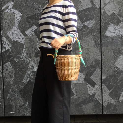 在庫一掃セール】超特価 バケツ型かごバッグ 蓋つき筒形かごバッグ