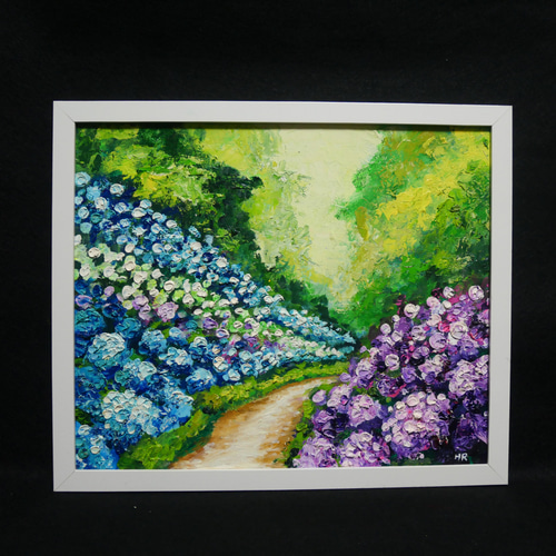 油絵 絵画 【紫陽花の丘】 油絵 絵画 紫陽花の道