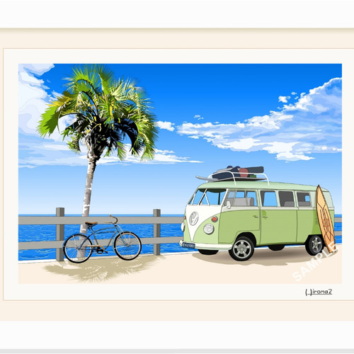 A4サイズ「ワーゲンバス」 絵画 hiroma2 通販 13981563｜Creema