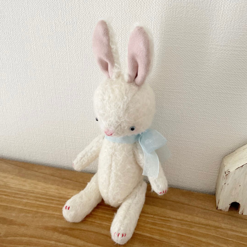 送料無料 うさぎ ぬいぐるみ テディベア ウサギ ハンドメイド ドール