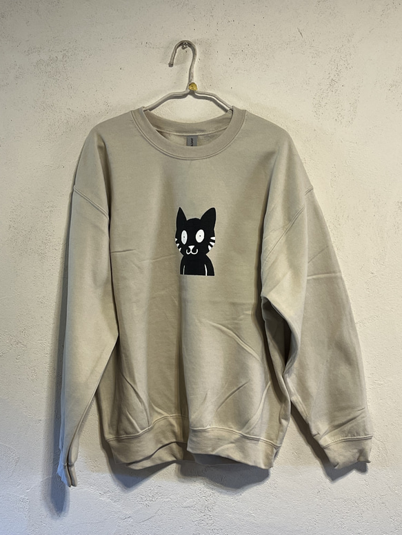 ネコ柄 裏起毛トレーナー 男女兼用サイズ スウェット・トレーナー