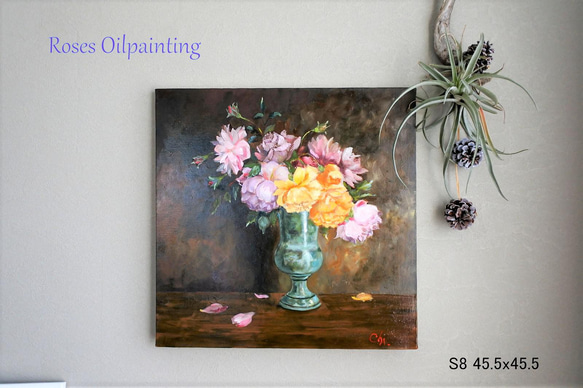 バラの油絵原画S8号正方形 絵画 mimoza 通販 13073482｜Creema