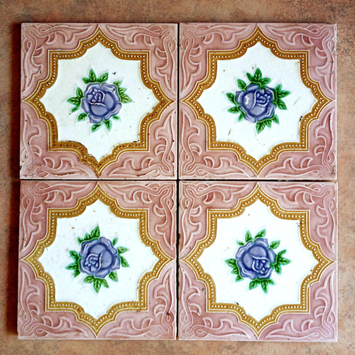 里帰り便・8枚組・不二見タイル製マジョリカタイル・100年前に海を渡っ