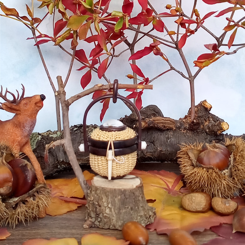 蓋付きミニナンタケットバスケット（黒檀）1インチ ペンダントトップ