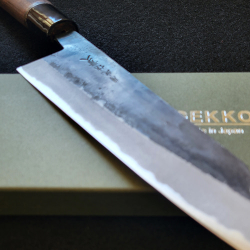 月光作 青紙2号 黒打 文化包丁 165㎜ #1401 焼柄 包丁・ナイフ GEKKO