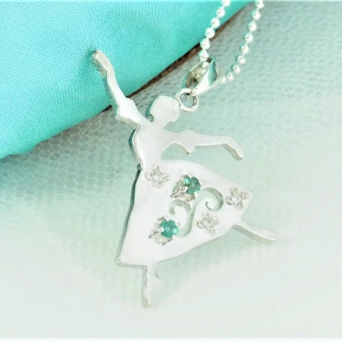 バレリーナ シルエット ペンダント バレエ「シルフィード」 エメラルド