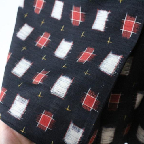 着物リメイク 紅白桝模様紬オープンカラーワンピース ワンピース