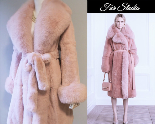 美品］エポカ レッキスファー付きアンサンブル サイズ40 ピンクラメ