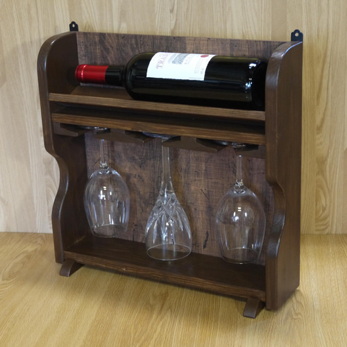 壁掛け式と卓上式の両タイプの ワインボトル＆グラス ラック 棚