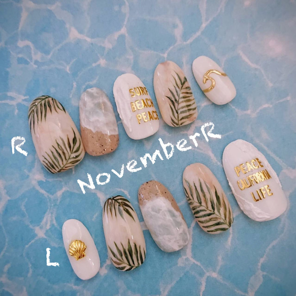 LA567☆ニュアンスボタニカルネイルチップ ネイルチップ（つけ爪