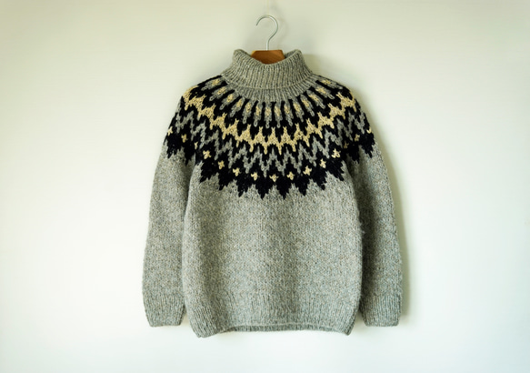 完売】アルパカウール・ノルディック柄ハイネックニット（N-420087