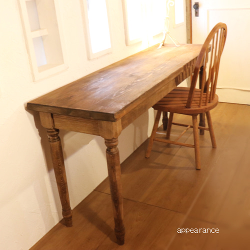 カフェ用W700シャビー調レトロ ろくろ足 カウンターテーブル