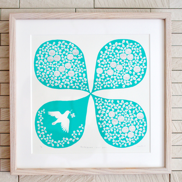 版画 Lucky Clover-mint green（シルクスクリーンプリント） 版画