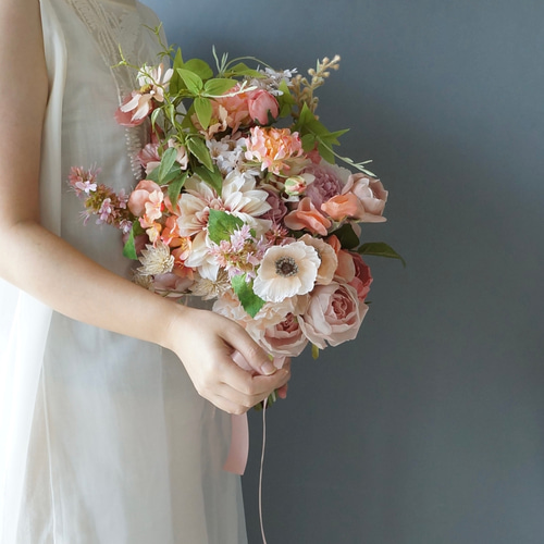 1点もの】ブーケ アーティフィシャルフラワー ピンクのウェディング