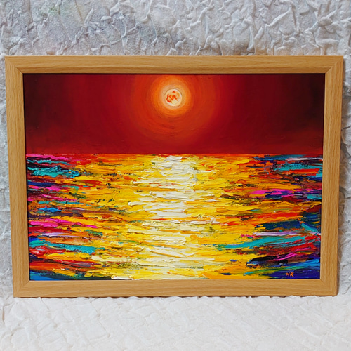 油絵 絵画【オレンジの月】 絵画 HR 通販 14515231｜Creema(クリーマ