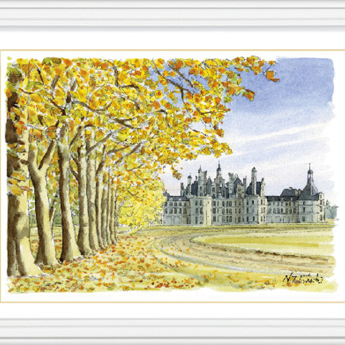 水彩で描く風景画『フランス シュリー＝シュル＝ロワール城』ジグレ