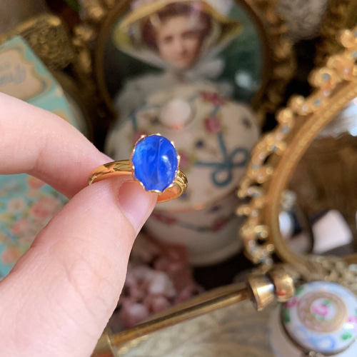 矢車菊 コーンフラワー 人工サファイア ヴィンテージ ブルー オールド