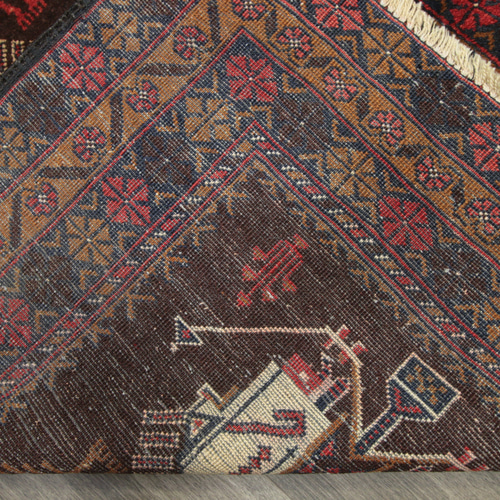 幸福の鳥モチーフ アフガントライバルラグ バルーチ族 オールド手織り