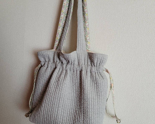 ヌビバッグ リバティA ピンク ラセンビィコットン ヌビ 花柄 グレー