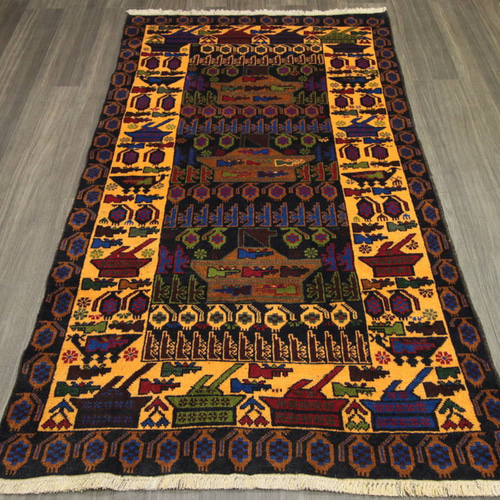 War Rug アフガニスタン ミリタリーデザイン トライバルラグ オールド