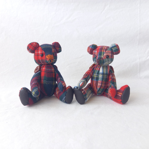 テディベアS*タータンチェック*ふんわり優しい手触り ぬいぐるみ 345