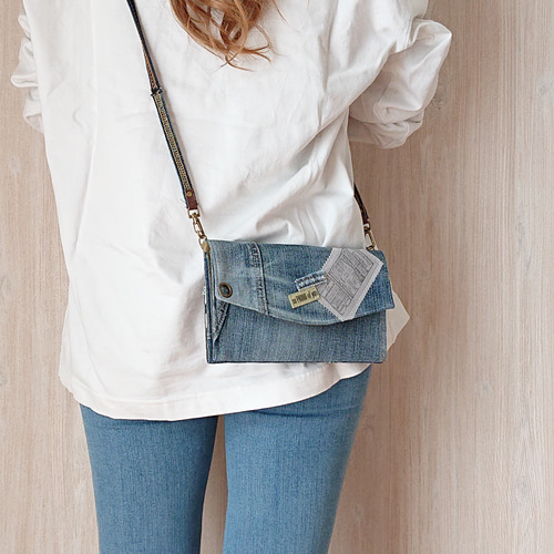 10) ウォレット ショルダー お財布ショルダー デニムリメイク