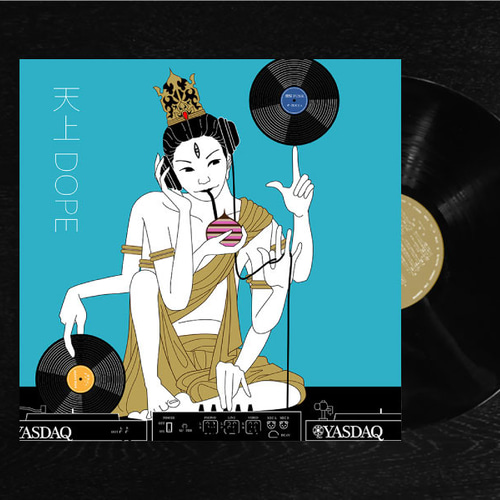 レコードジャケット風アート【レコード盤なし】天上DOPE_c158 イラスト