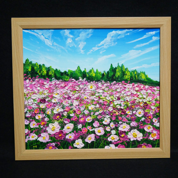 油絵 絵画 コスモス畑【色紙】 絵画 HR 通販 14626713｜Creema