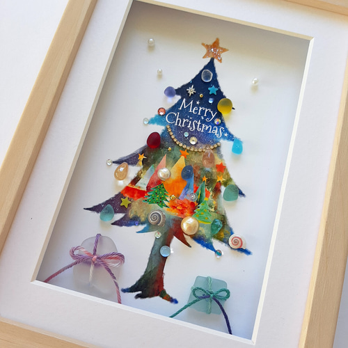 クリスマスツリー “やさしい光の降る夜に”〉シーグラスアート その他