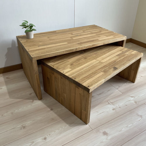 サイズオーダー可】木のぬくもり感じるネストテーブル ローテーブル