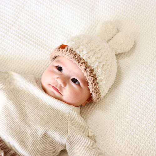 名入れ付き】うさぎさん帽子/出産祝い/ハーフバースデー/100日記念