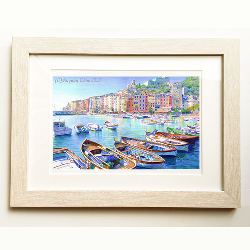 額480mmイタリアで版画化☆リヴィエラ ヨーロッパ ポルトヴェーネレ