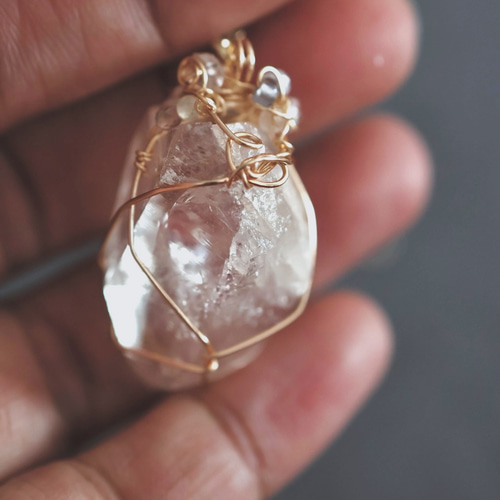 天然石のペンデュラム ヒマラヤ水晶 ペンジュラム ワイヤーアート