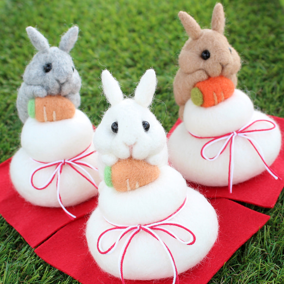 鏡餅とうさぎ【お正月】 羊毛フェルト Yuto 通販 14889703｜Creema