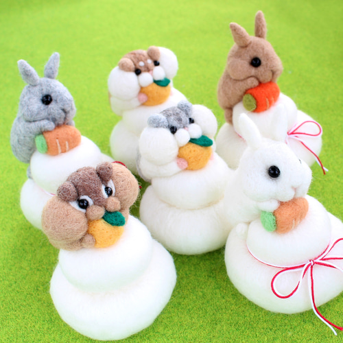 鏡餅とうさぎ【お正月】 羊毛フェルト Yuto 通販 14889703｜Creema