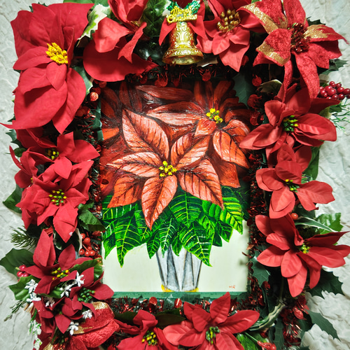 油絵 絵画 【ポインセチア】 絵画 HR 通販 14918024｜Creema