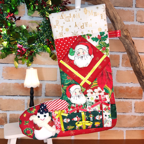 キルトのクリスマスブーツ・タペストリー・A タペストリー・壁掛け