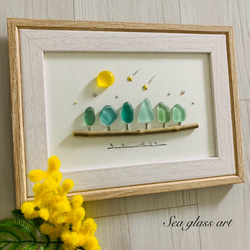 シーグラスアート 小鳥 ウェルカムスペース 北欧 ガラス細工 海の宝石