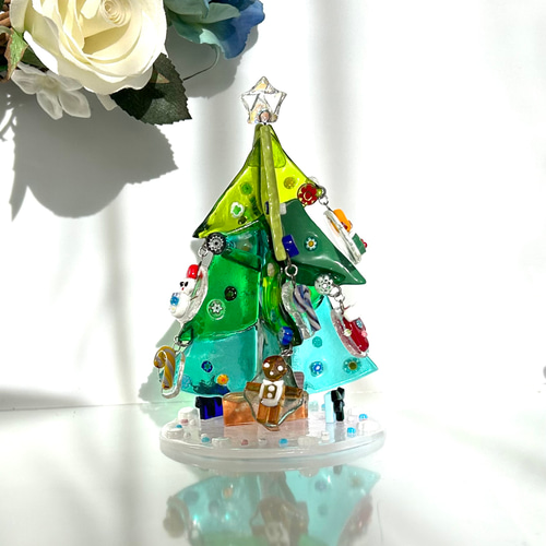 ベネチアンガラス ＊オーナメントが揺れるクリスマスツリー＊(ガラス