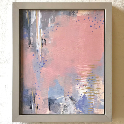 原画：夜明けの街【額装済み・送料無料】水彩（ガッシュ）抽象画 絵画