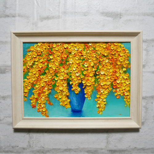 油絵 油彩 油彩画 絵 絵画 【ミモザ】 絵画 HR 通販 14066728