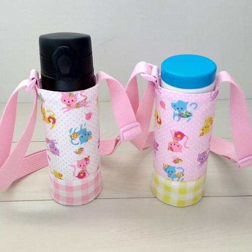 サイズオーダー】女の子♡水筒カバー · 水筒ホルダー 肩ひも取り外し