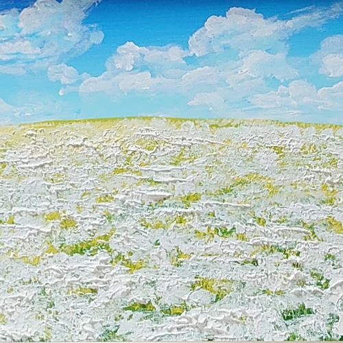 油絵 絵画 【白いお花畑】 絵画 HR 通販 14136898｜Creema(クリーマ