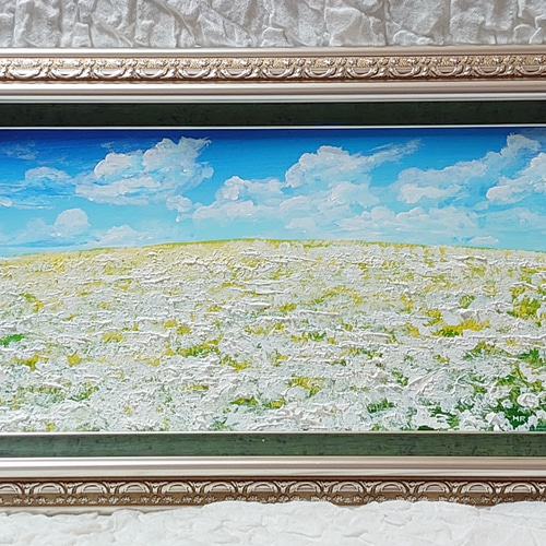 油絵 絵画 【白いお花畑】 絵画 HR 通販 14136898｜Creema(クリーマ