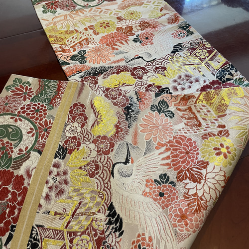 花嫁衣裳の丸帯リメイク 正絹テーブルランナー1537 テーブルクロス