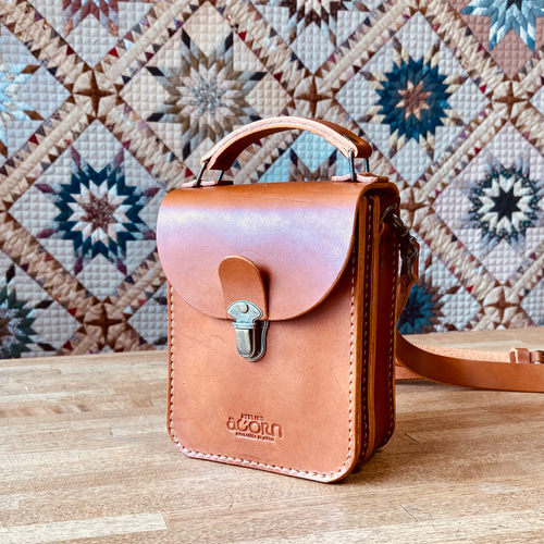 30％OFF》ヌメ革 ショルダーバッグ ミニ キャメル 手縫い ☆送料